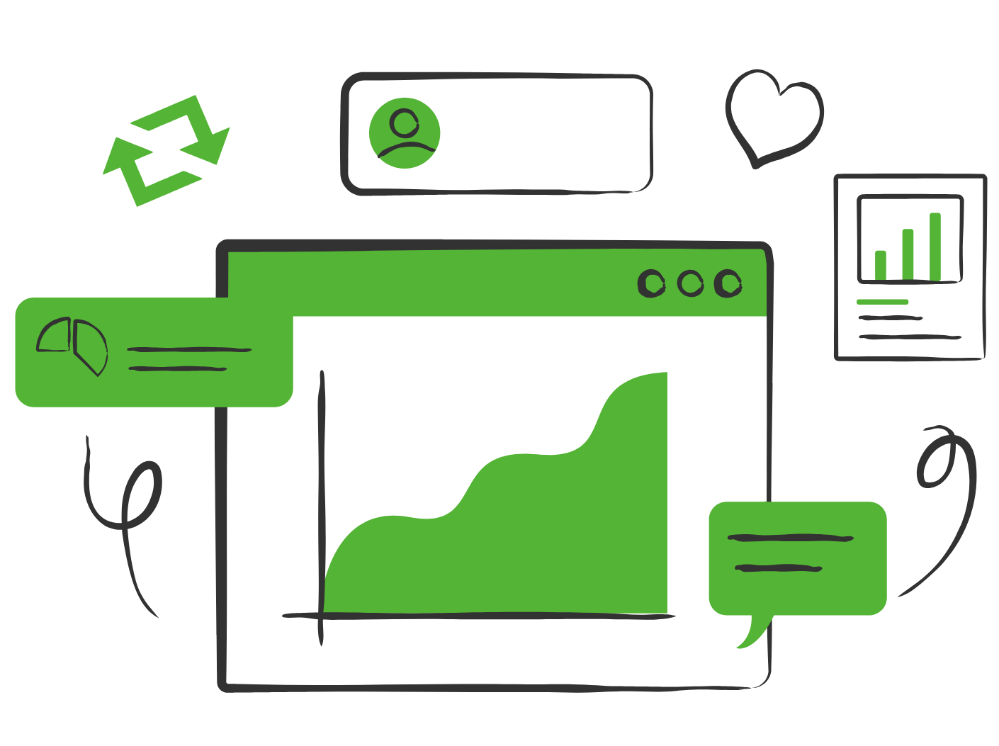 Growth chart illustration for a 30 day marketing plan