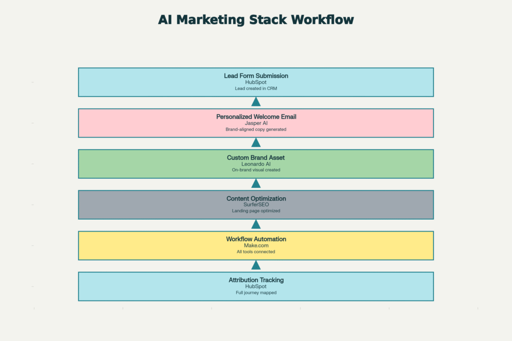 The AI Marketing Stack Workflow: How Tools Connect to Create a Complete Growth Engine